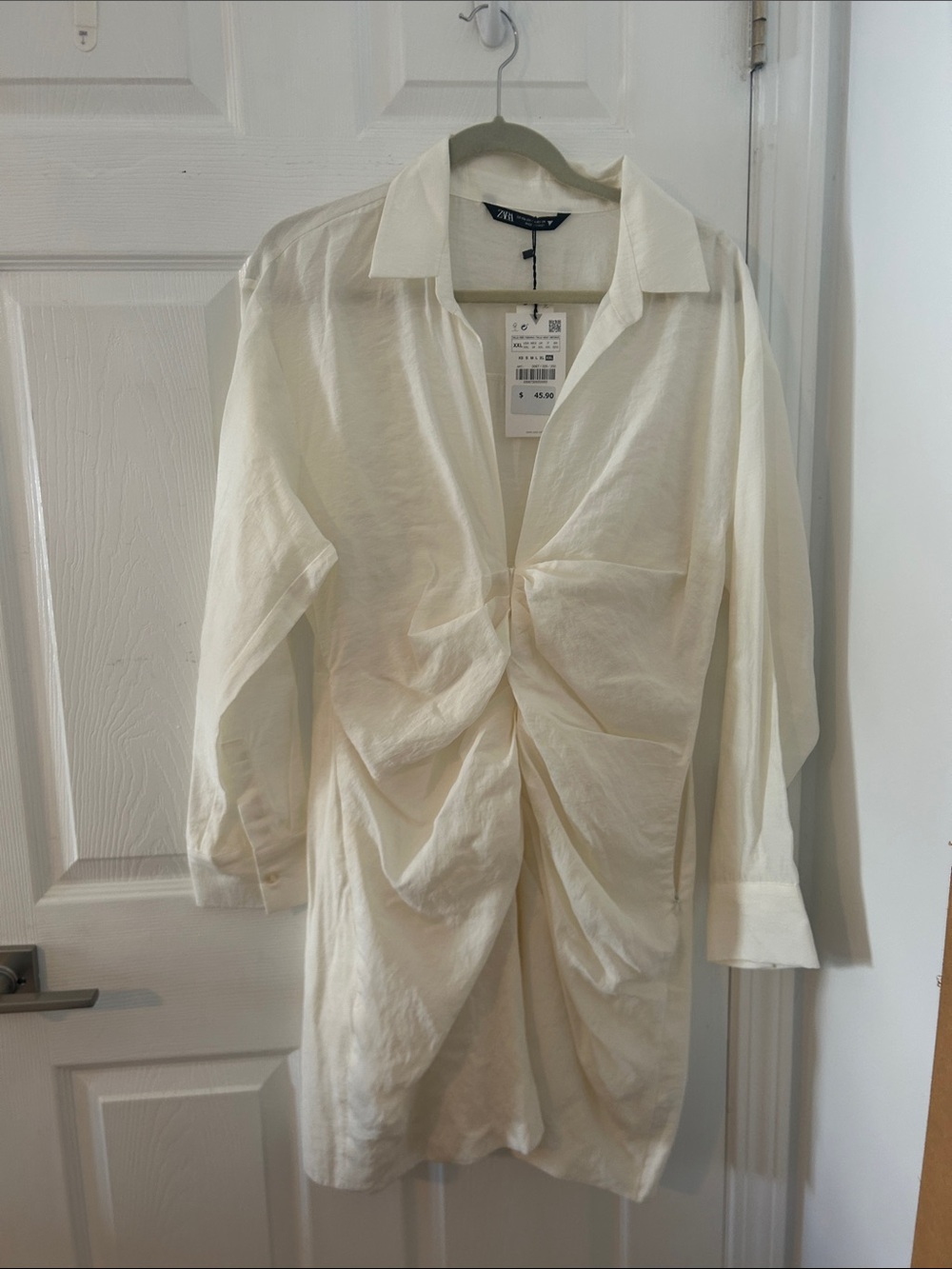 Zara Cream Twist-Front Mini Dress